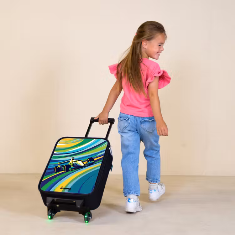 Retro racer Kinderkoffer - Zwart klein -sfeer1