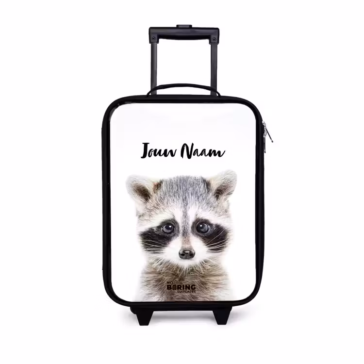 Rachid Racoon Kinderkoffer - Zwart klein -3d