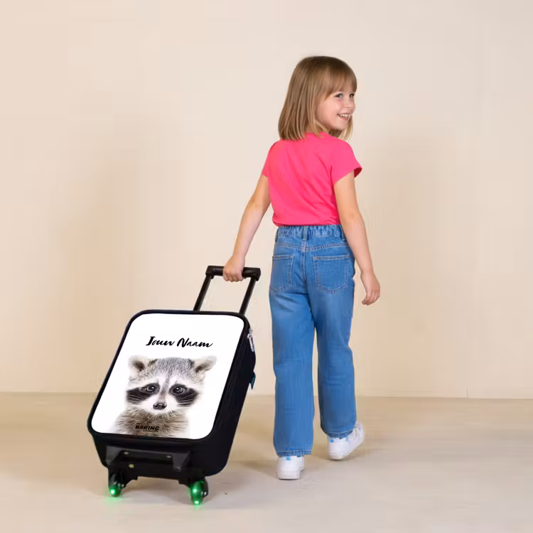 Rachid Racoon Kinderkoffer - Zwart klein -sfeer1