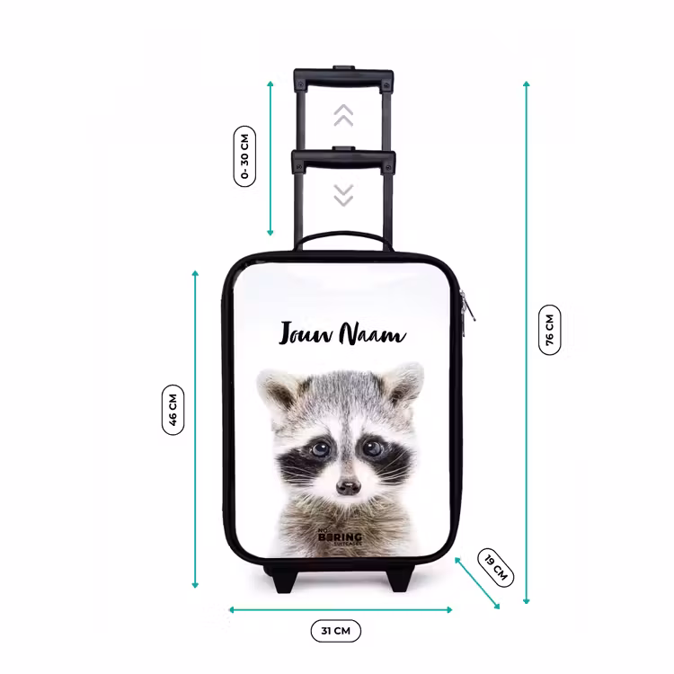 Rachid Racoon Kinderkoffer - Zwart klein -productfoto_formaten