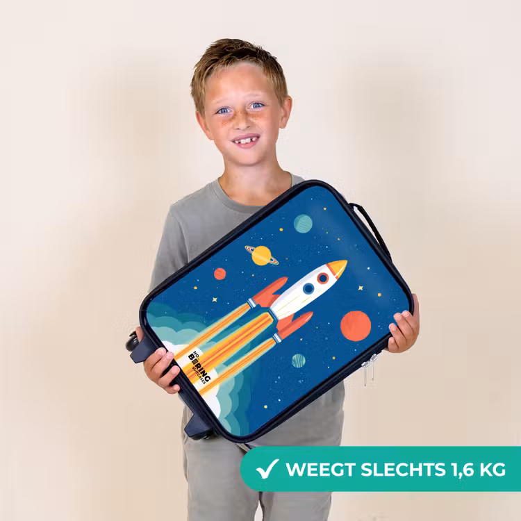 Raket - Planeet - Sterren - Veelkleurig Kinderkoffer - Zwart klein -sfeer4_NL