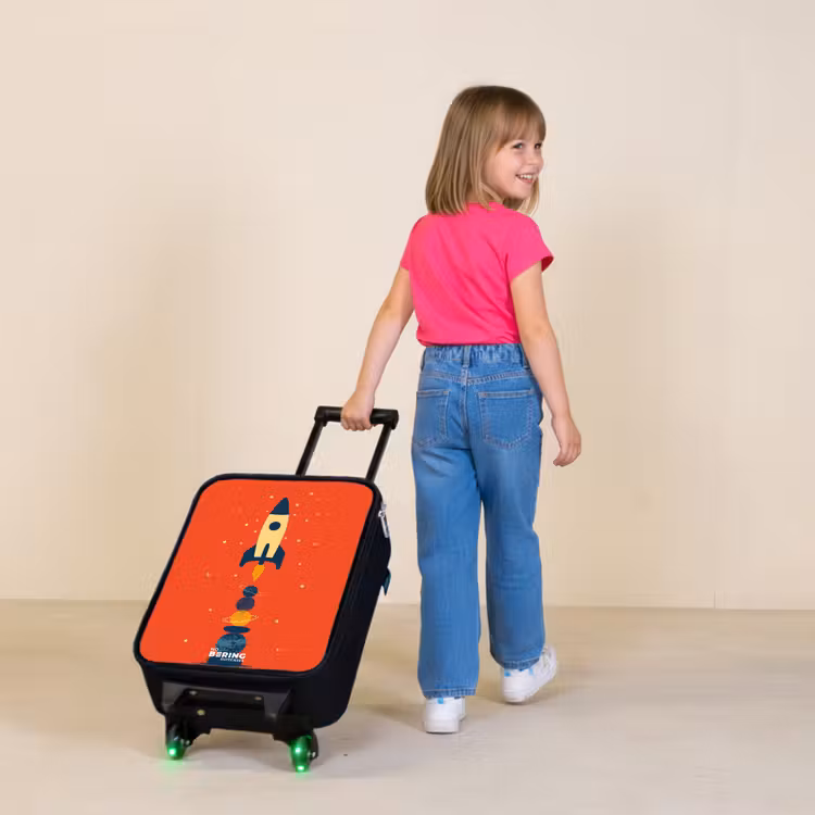 Raket - Sterren - Planeten Kinderkoffer - Zwart klein -sfeer1
