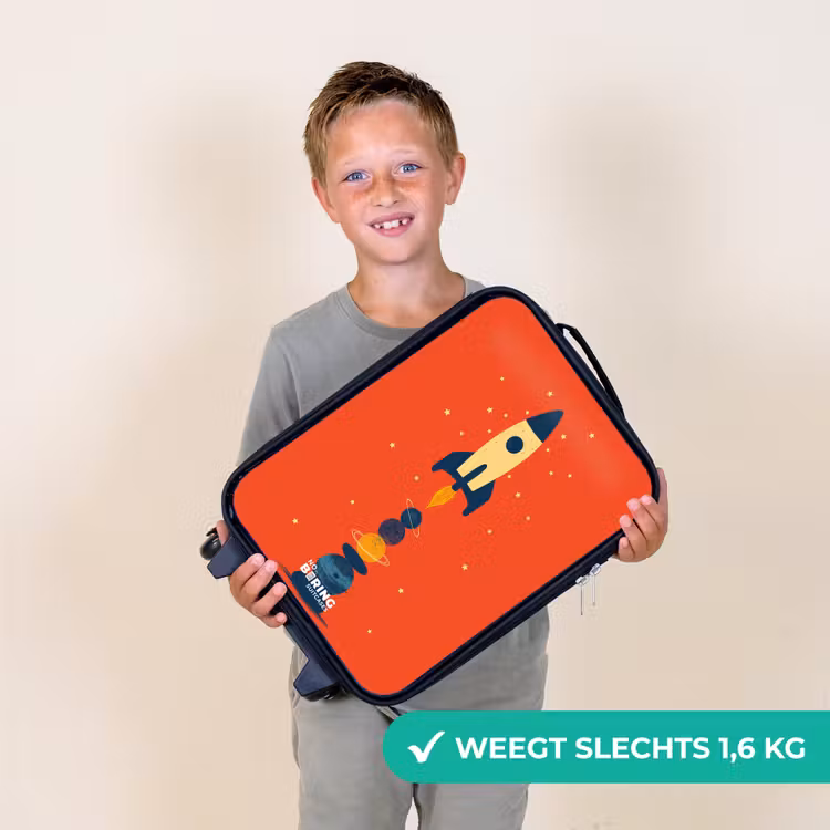 Raket - Sterren - Planeten Kinderkoffer - Zwart klein -sfeer4_NL