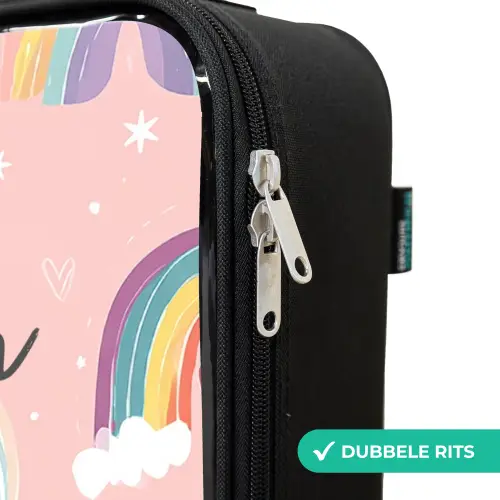 Regenbogen op een roze achtergrond Kinderkoffer - Zwart klein -rits_NL