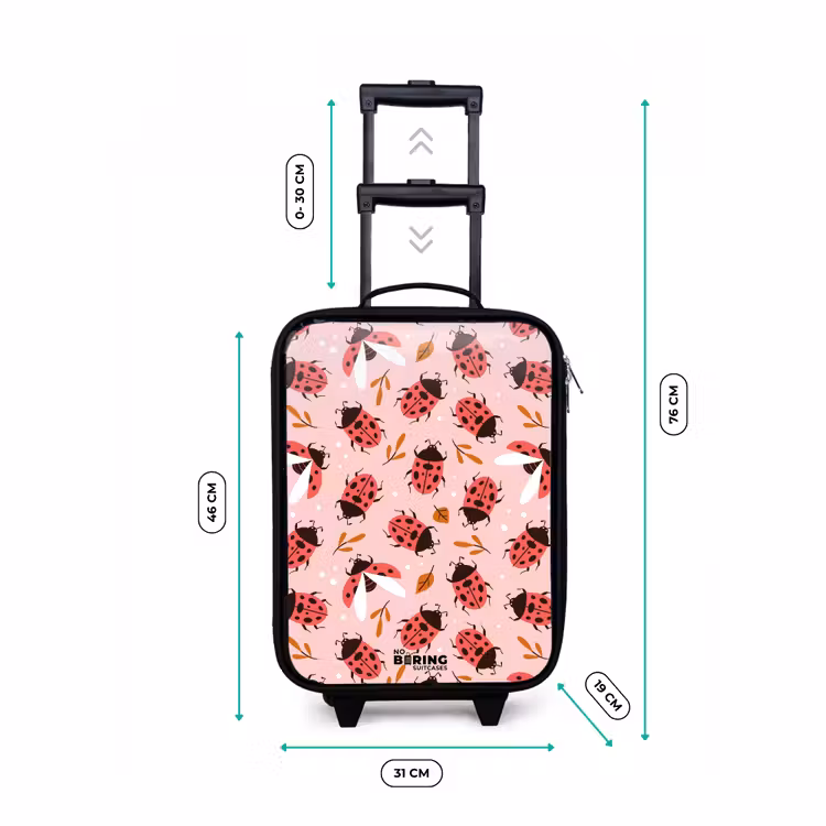 Rode lieveheersbeestjes op roze achtergrond Kinderkoffer - Zwart klein -productfoto_formaten