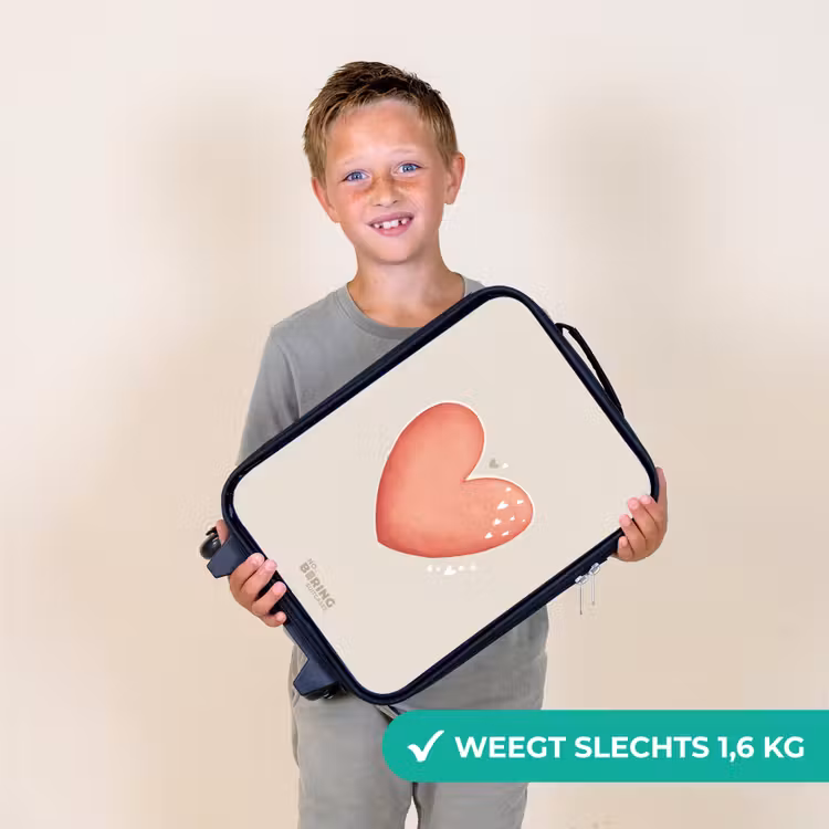 Rood hart op een beige achtergrond Kinderkoffer - Zwart klein -sfeer4_NL