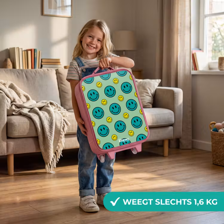 All smiles groen Kinderkoffer - Roze klein -sfeer2_NL