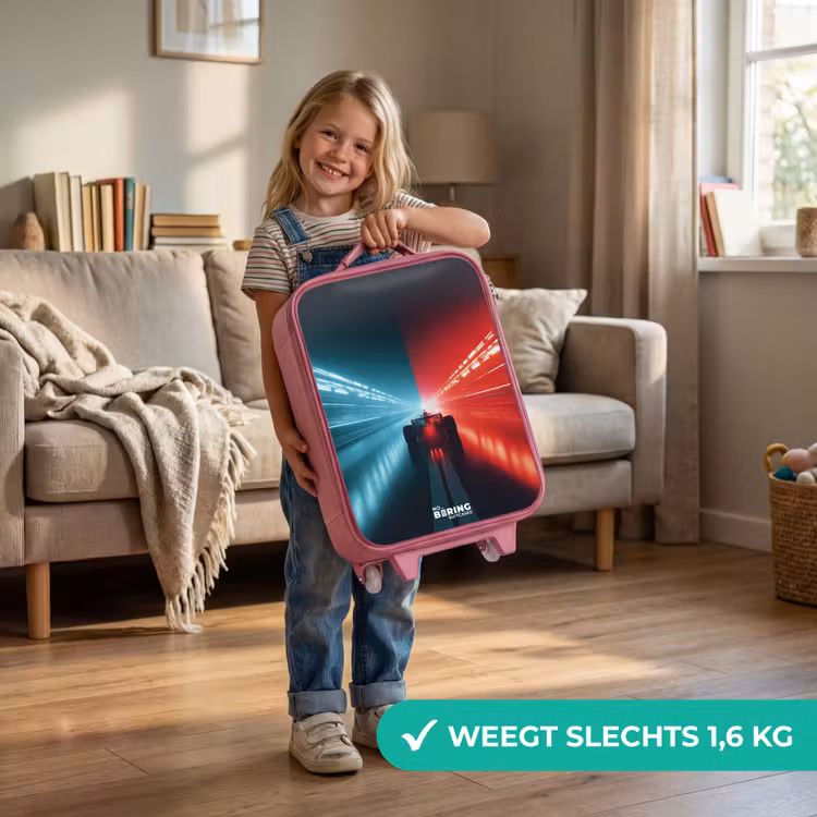 Baan - Raceauto - Neon - Rood Kinderkoffer - Roze klein -sfeer2_NL