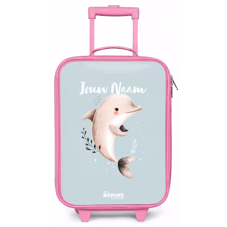Beige dolfijn in blauw water Kinderkoffer - Roze klein -zz3dotto