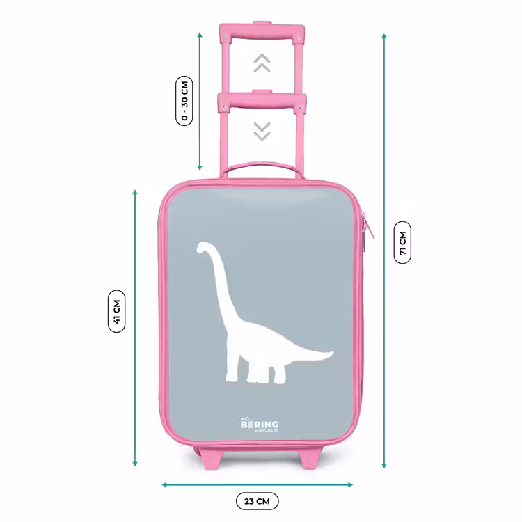 Blauw met Brachiosaurus dino Kinderkoffer - Roze klein -productfoto_formaten