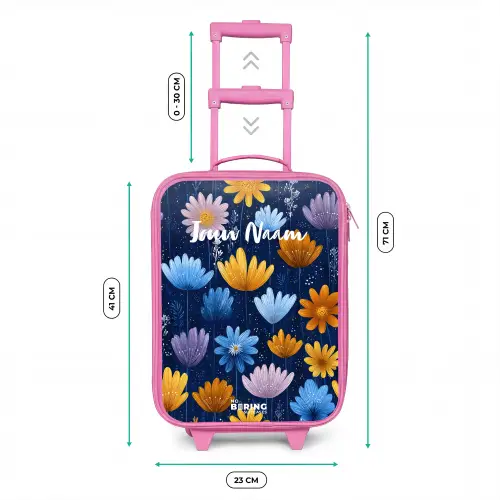 Bloemen op een donkerblauwe achtergrond Kinderkoffer - Roze klein -productfoto_formaten