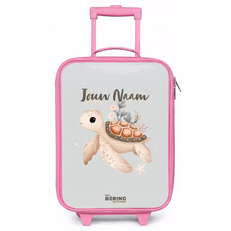 Bruine zeeschildpad in pastel onderwaterwereld Kinderkoffer - Roze klein -zz3dotto