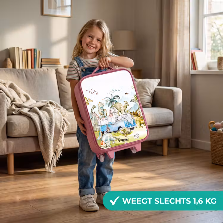 Busje met dino's Kinderkoffer - Roze klein -sfeer2_NL