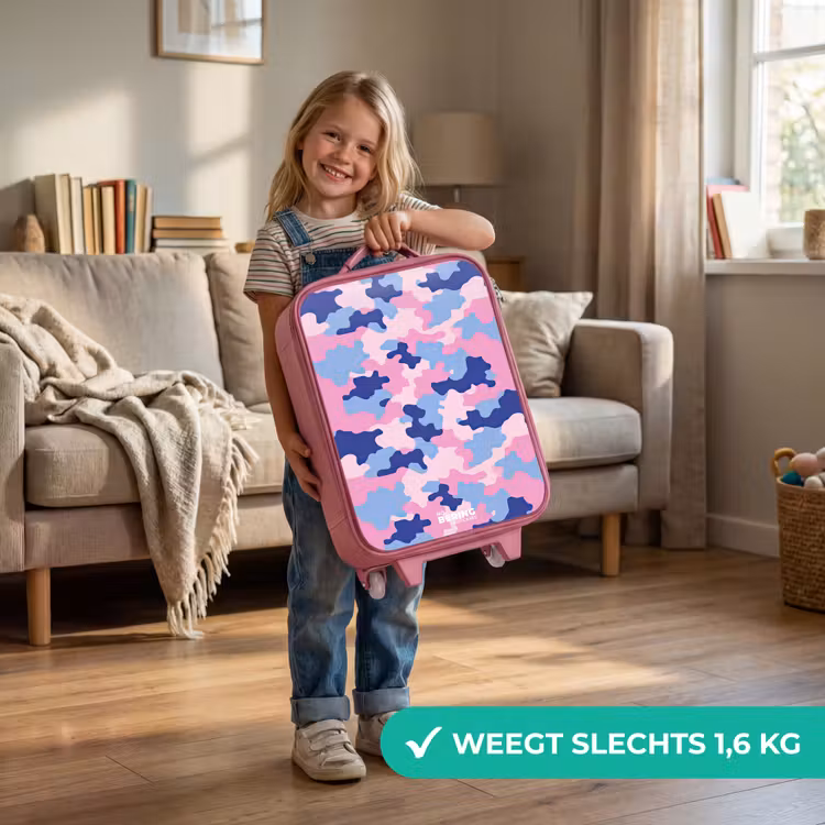 Camouflage - Roze - Blauw Kinderkoffer - Roze klein -sfeer2_NL