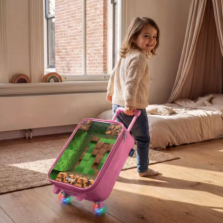 Close-up met pixelachtige blokken Kinderkoffer - Roze klein -sfeer1