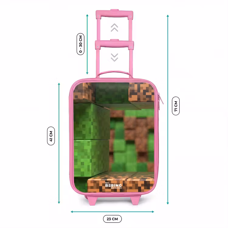Close-up met pixelachtige blokken Kinderkoffer - Roze klein -productfoto_formaten