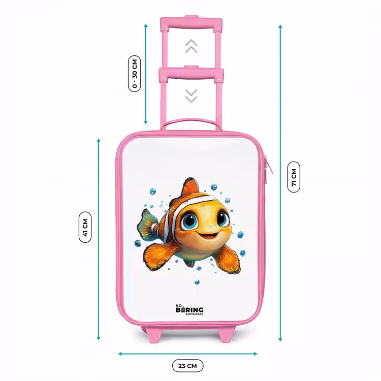 Clownvis met bellen op witte achtergrond Kinderkoffer - Roze klein -productfoto_formaten