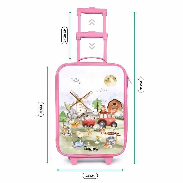 dieren op een boederij Kinderkoffer - Roze klein -productfoto_formaten