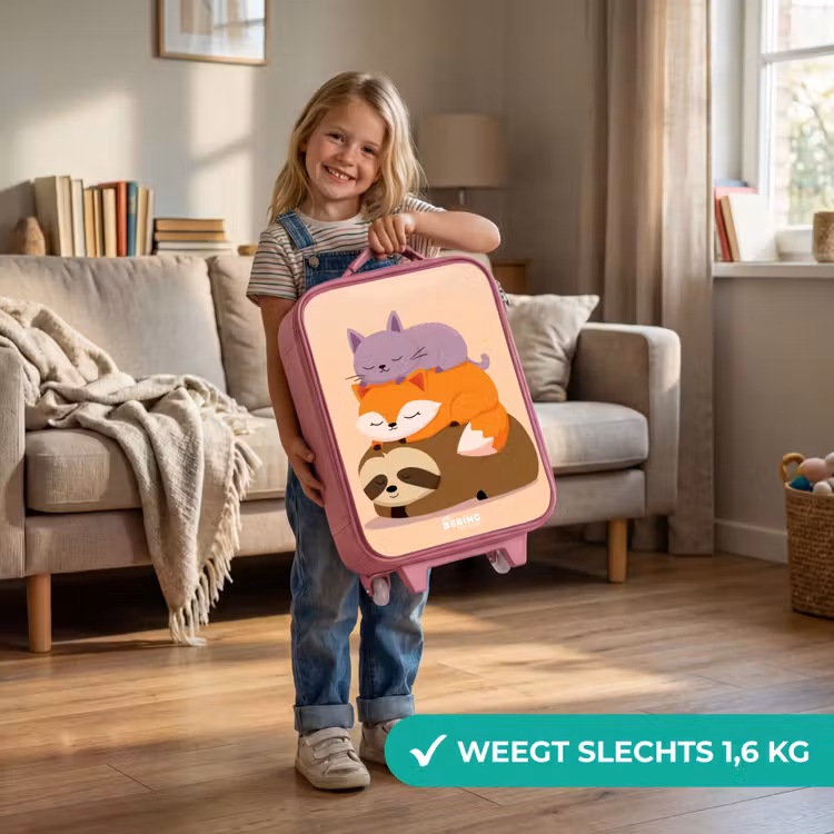 Dieren - Slapen - Samen Kinderkoffer - Roze klein -sfeer2_NL