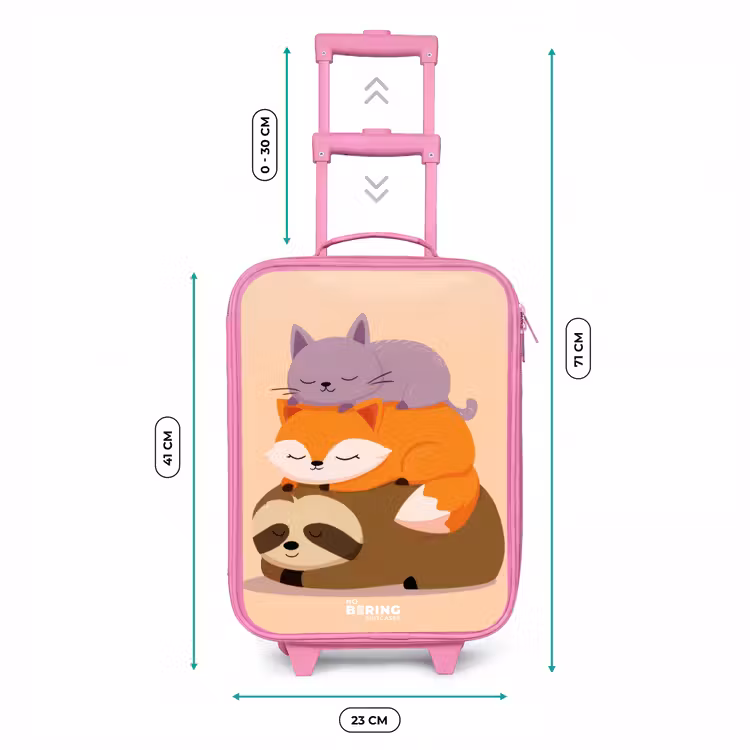 Dieren - Slapen - Samen Kinderkoffer - Roze klein -productfoto_formaten