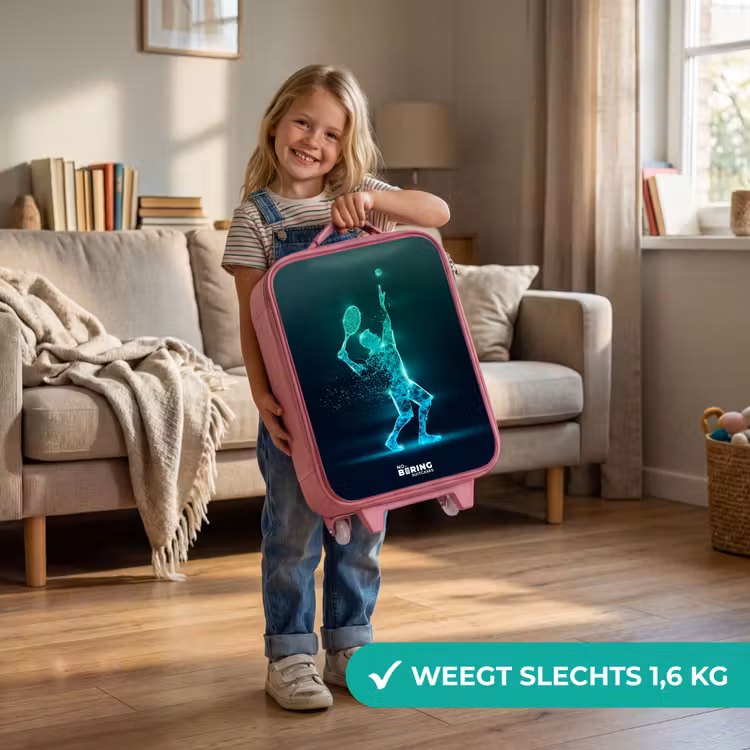 Digitale tennisspeler in futuristische stijl Kinderkoffer - Roze klein -sfeer2_NL