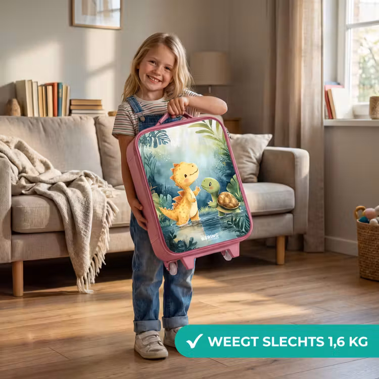Dino - Schildpad - Jungle Kinderkoffer - Roze klein -sfeer2_NL