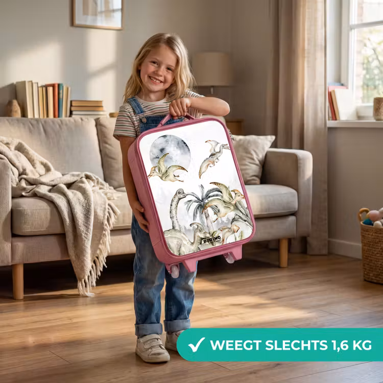 Dino's in de jungle Kinderkoffer - Roze klein -sfeer2_NL