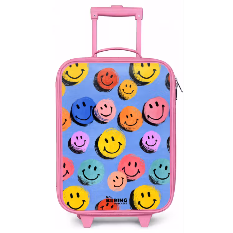 Een speels en kunstzinnig patroon van kleurrijke smileys Kinderkoffer - Roze klein -zz3dotto