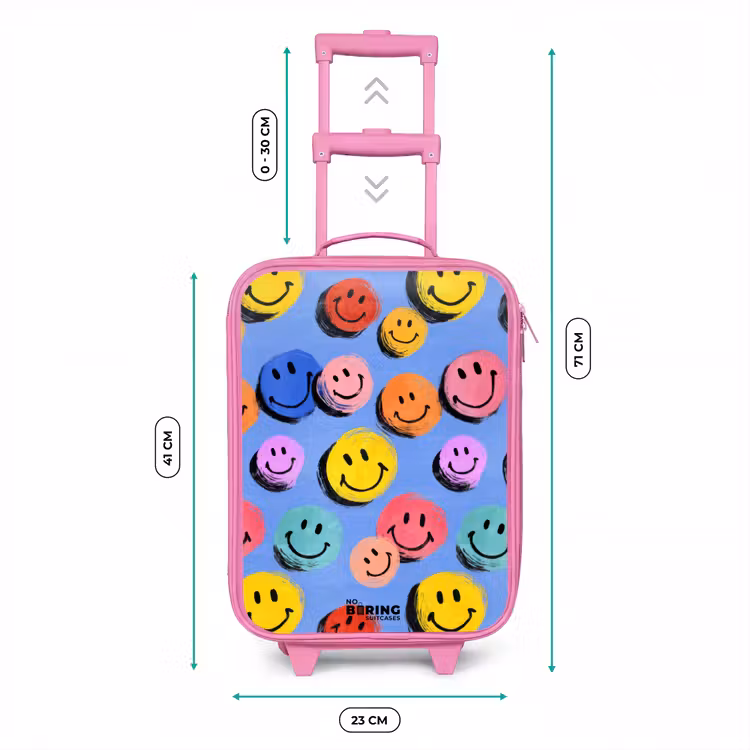 Een speels en kunstzinnig patroon van kleurrijke smileys Kinderkoffer - Roze klein -productfoto_formaten