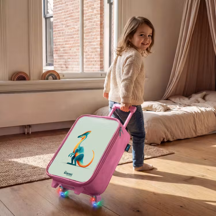 Elegante dino met kam Kinderkoffer - Roze klein -sfeer1