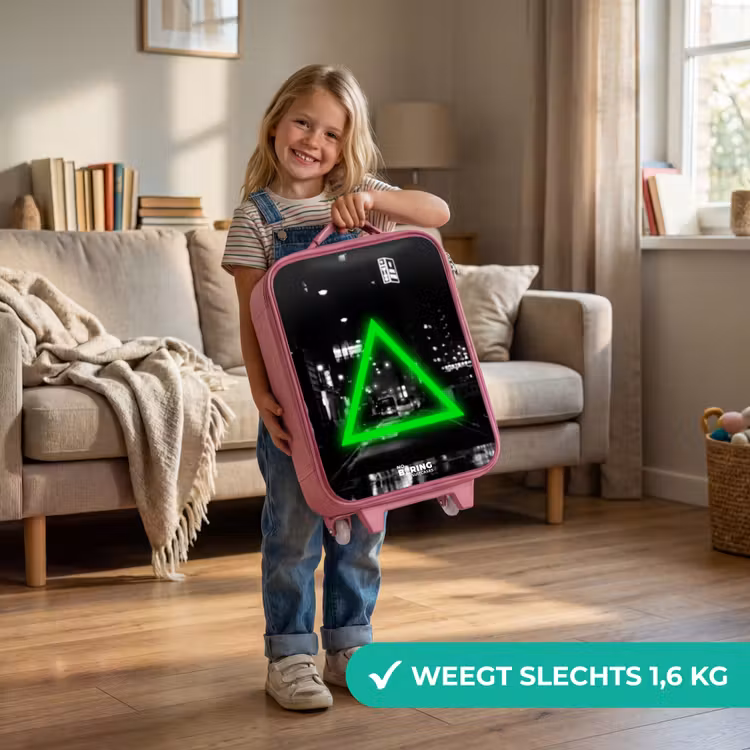 Felgroene driehoek Kinderkoffer - Roze klein -sfeer2_NL
