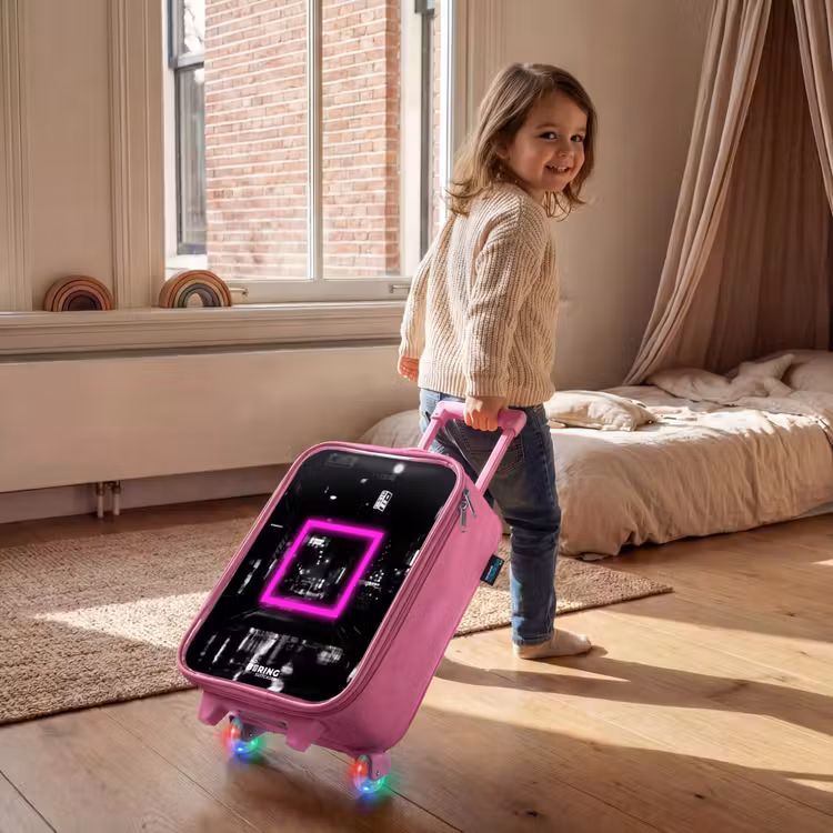 Felroze vierkant met verlichte achtergrond Kinderkoffer - Roze klein -sfeer1