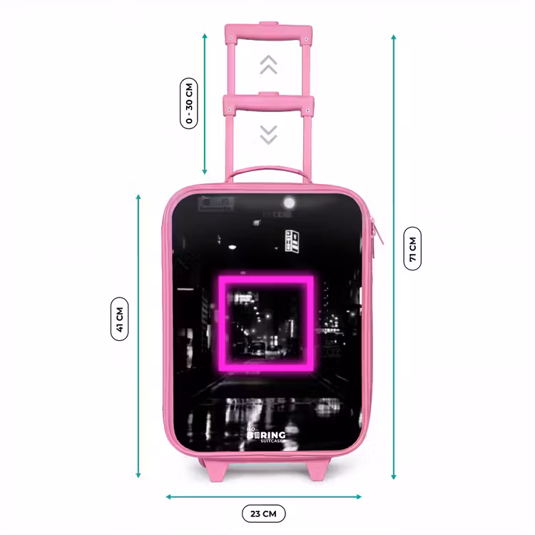 Felroze vierkant met verlichte achtergrond Kinderkoffer - Roze klein -productfoto_formaten