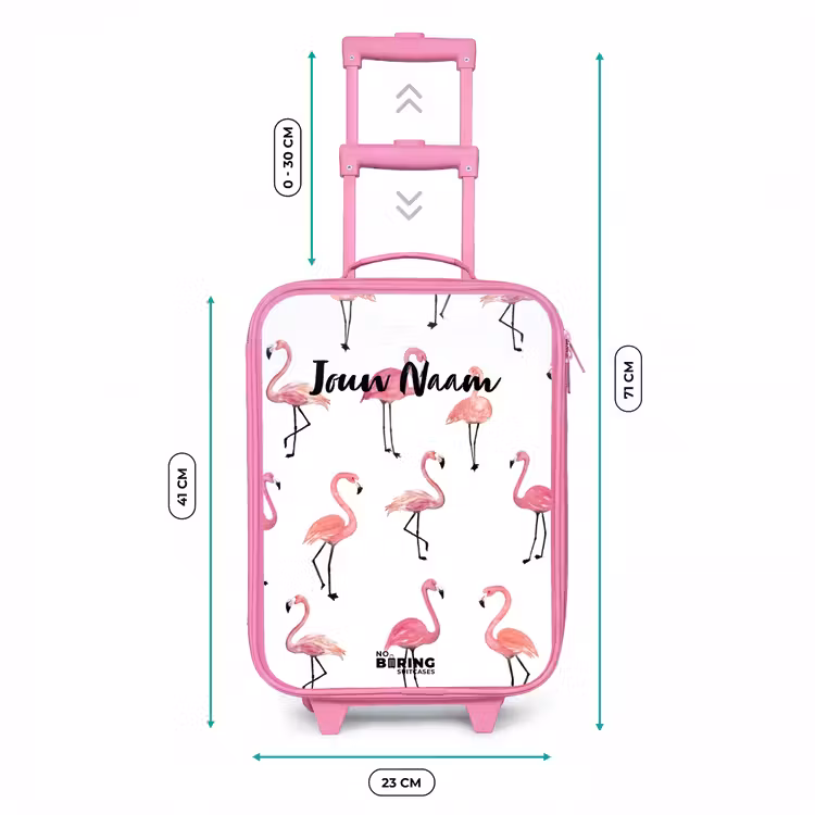 Flamingo feestje Kinderkoffer - Roze klein -productfoto_formaten