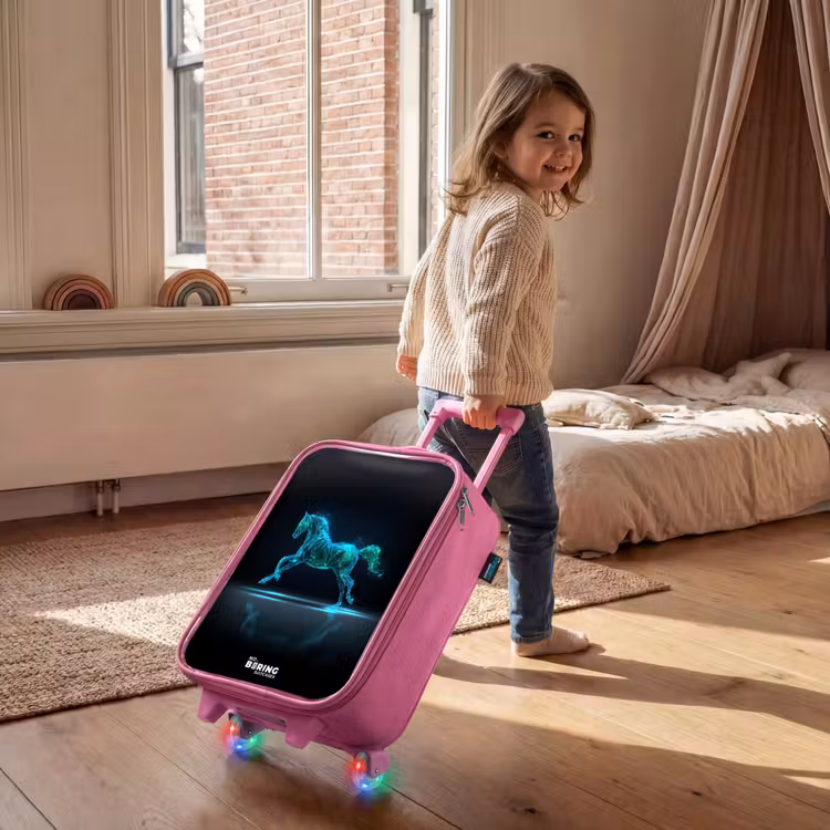 Futuristisch galopperend paard Kinderkoffer - Roze klein -sfeer1