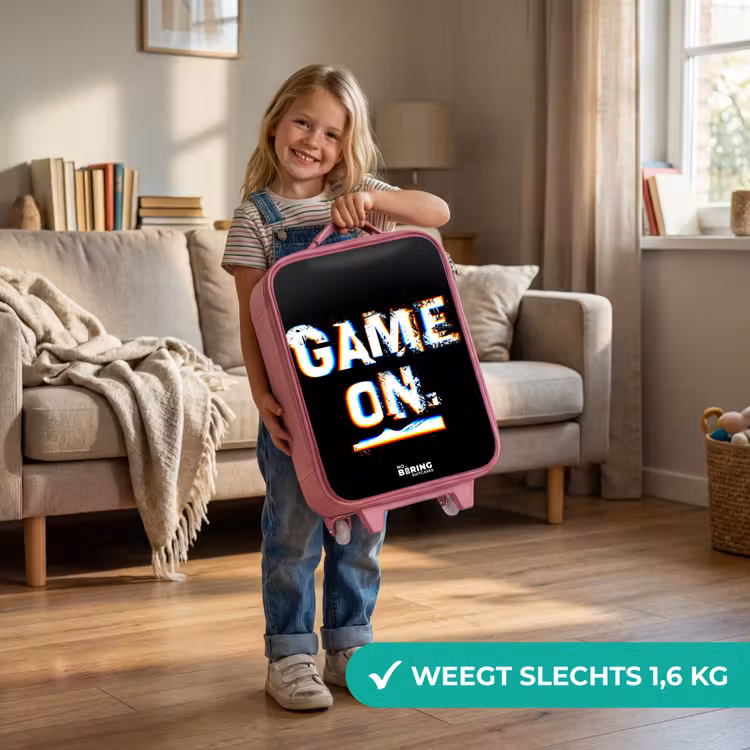 Game on in zwart wit Kinderkoffer - Roze klein -sfeer2_NL