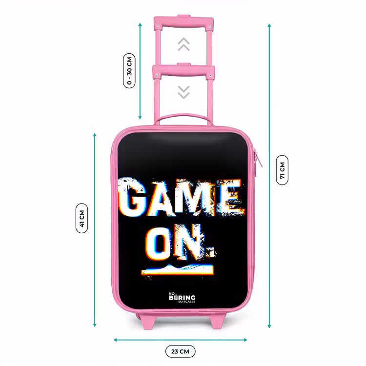 Game on in zwart wit Kinderkoffer - Roze klein -productfoto_formaten