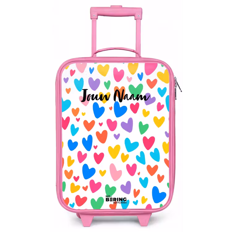 Gekleurde hartjes Kinderkoffer - Roze klein -zz3dotto