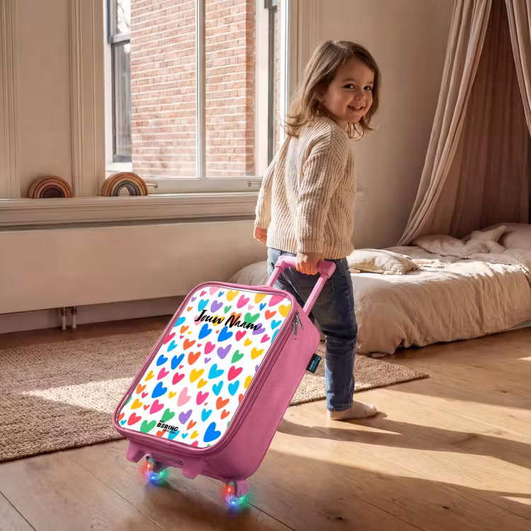 Gekleurde hartjes Kinderkoffer - Roze klein -sfeer1