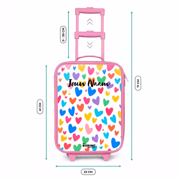 Gekleurde hartjes Kinderkoffer - Roze klein -productfoto_formaten