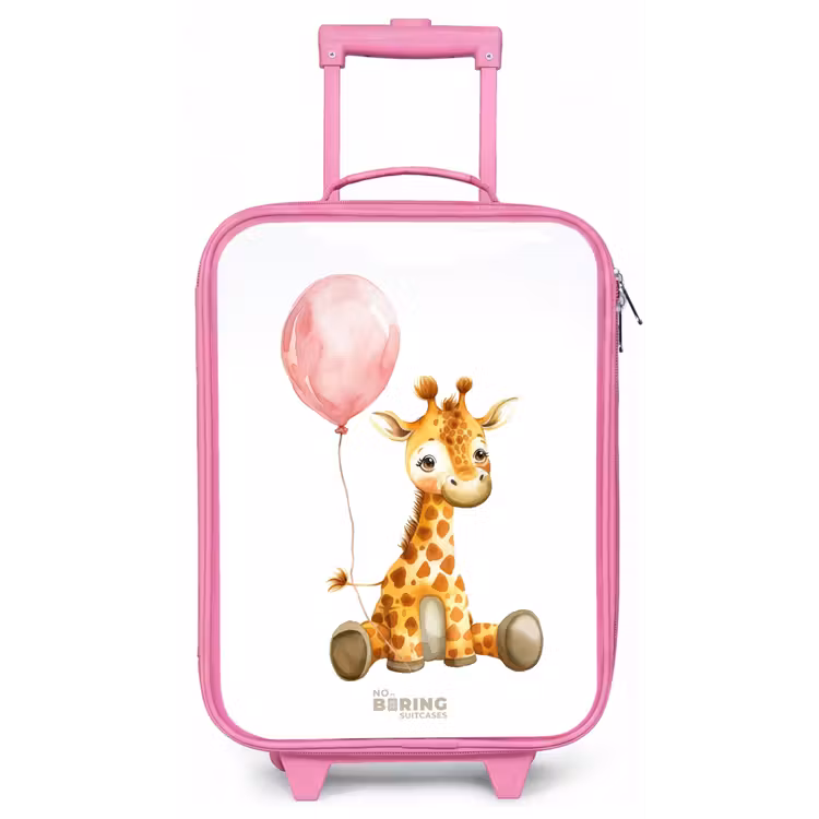 Giraffe met roze ballon Kinderkoffer - Roze klein -zz3dotto