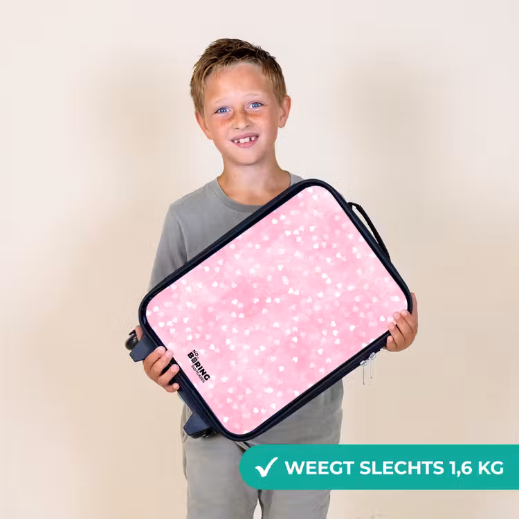 Roze glitter hartjes Kinderkoffer - Zwart klein -sfeer4_NL