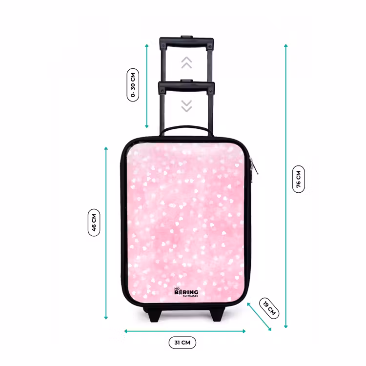 Roze glitter hartjes Kinderkoffer - Zwart klein -productfoto_formaten
