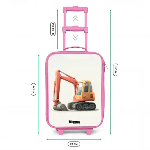 Graafmachine - Getekend - Oranje Kinderkoffer - Roze klein -productfoto_formaten