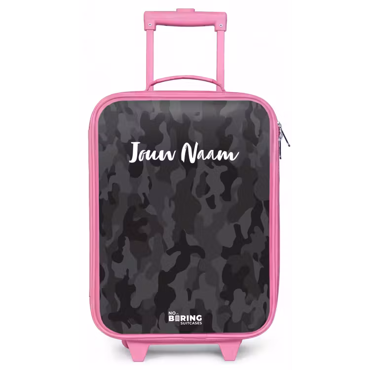 Groene camouflage print Kinderkoffer - Roze klein -zz3dotto