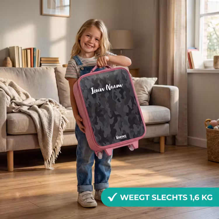 Groene camouflage print Kinderkoffer - Roze klein -sfeer2_NL