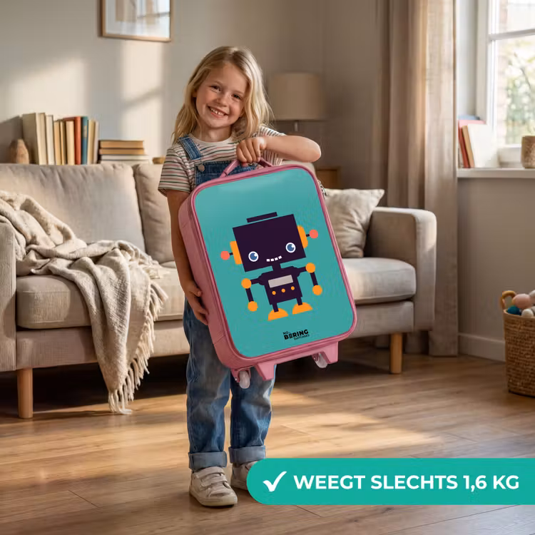 Groene robot Kinderkoffer - Roze klein -sfeer2_NL