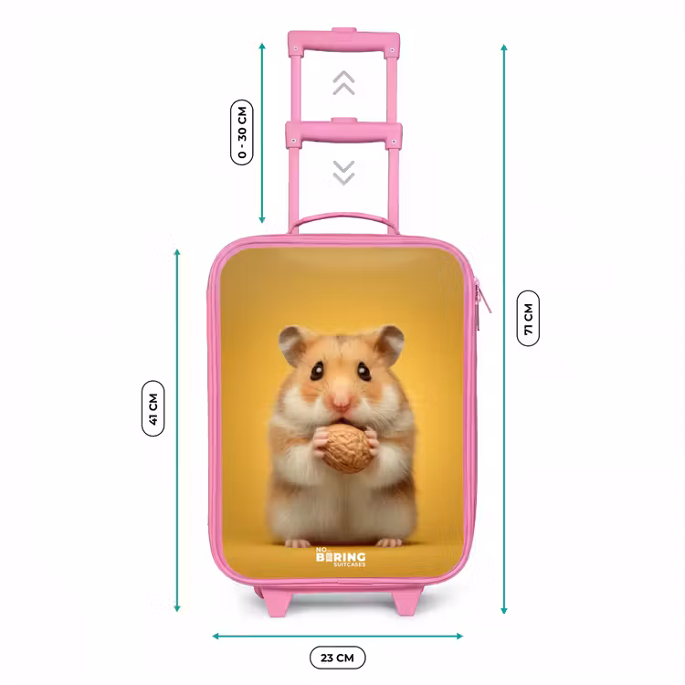 Hamster - Walnoot - Dier Kinderkoffer - Roze klein -productfoto_formaten