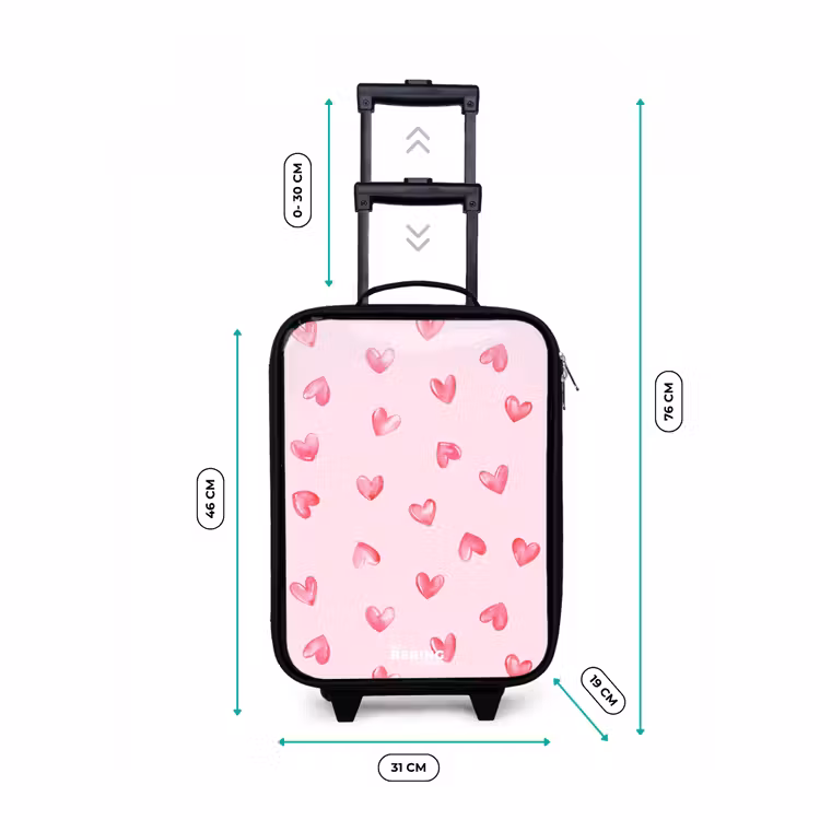 Roze hartjes Kinderkoffer - Zwart klein -productfoto_formaten