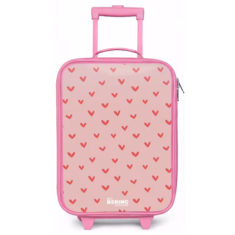 Hartjespatroon met roze kleuren Kinderkoffer - Roze klein -zz3dotto